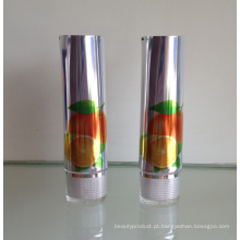 Shinning alumínio tubo embalagem cosmética com acrílica tampa Oval